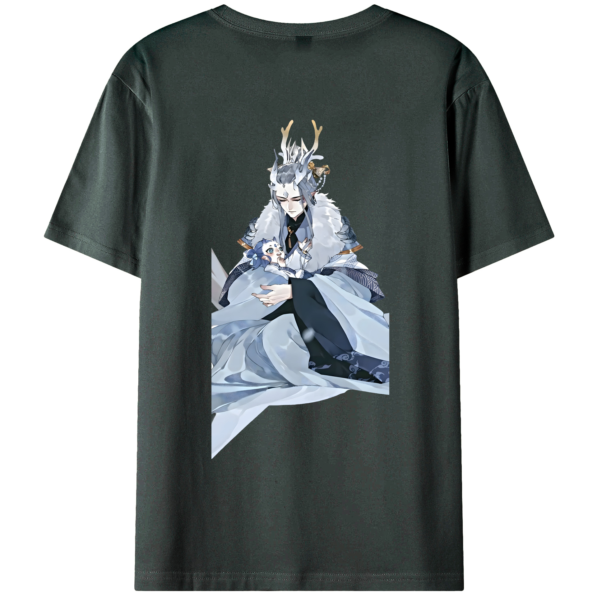 （画像用） Ne Zha 2 ナタ 魔童の大暴れ 綿100％ メンズ半袖Tシャツ（バックプリント） 通気性